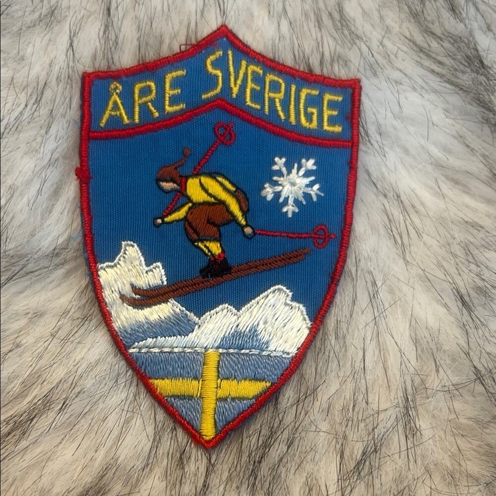 60s 70s Vintage Ski Patch Are‎ Sverige Sweden Embroidered